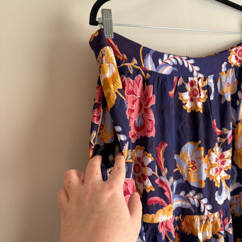 Soft Surroundings New Kara Skirt Blue Akrotiri Flowers Maxi Women’s Size Large - Picture 5 of 13